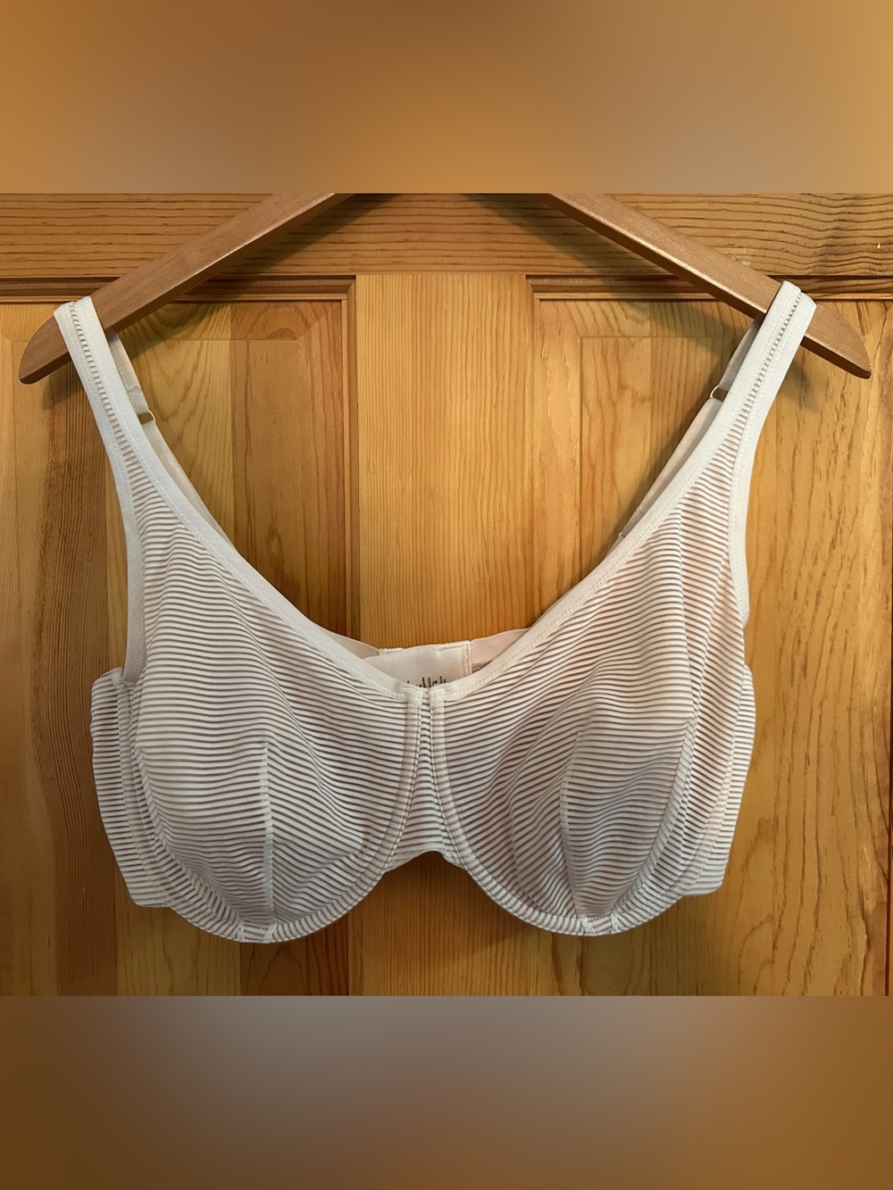 ThirdLove Unlined Shadow Stripe Scoop Bra White 38F